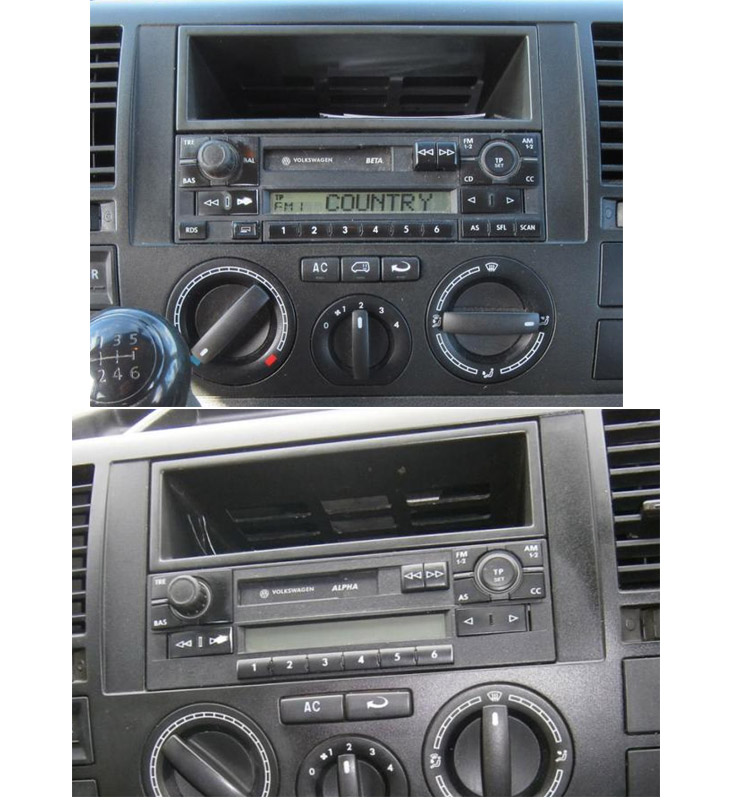 Autorádio VW Transporter T5 2003-2009 ISO JVC KD-X162 s instalační sadou