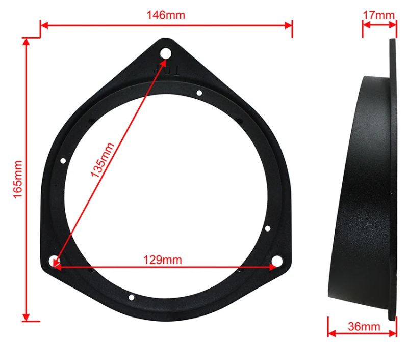Redukce pod reproduktory do CITROEN Nemo FIAT Fiorino Qubo PEUGEOT Bipper 13 cm