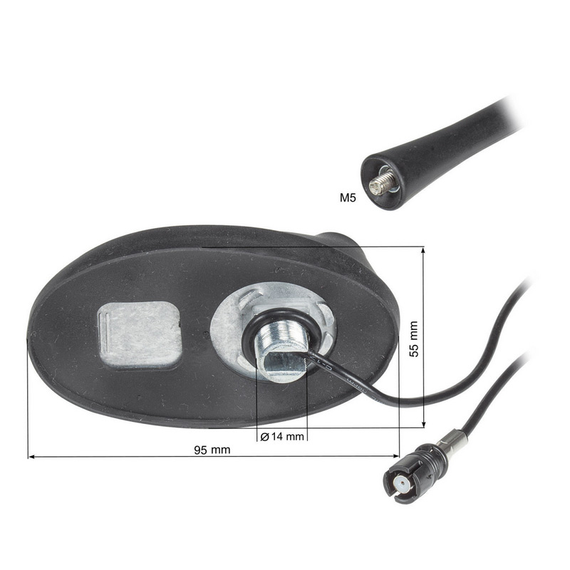 Střešní autoanténa DS025 Citroen Peugeot se zesilovačem