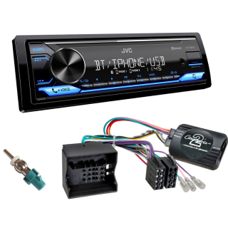 Autorádio PEUGEOT Partner 2008-2018 JVC KD-X382BT Bluetooth s instalační sadou a ovládáním volantu